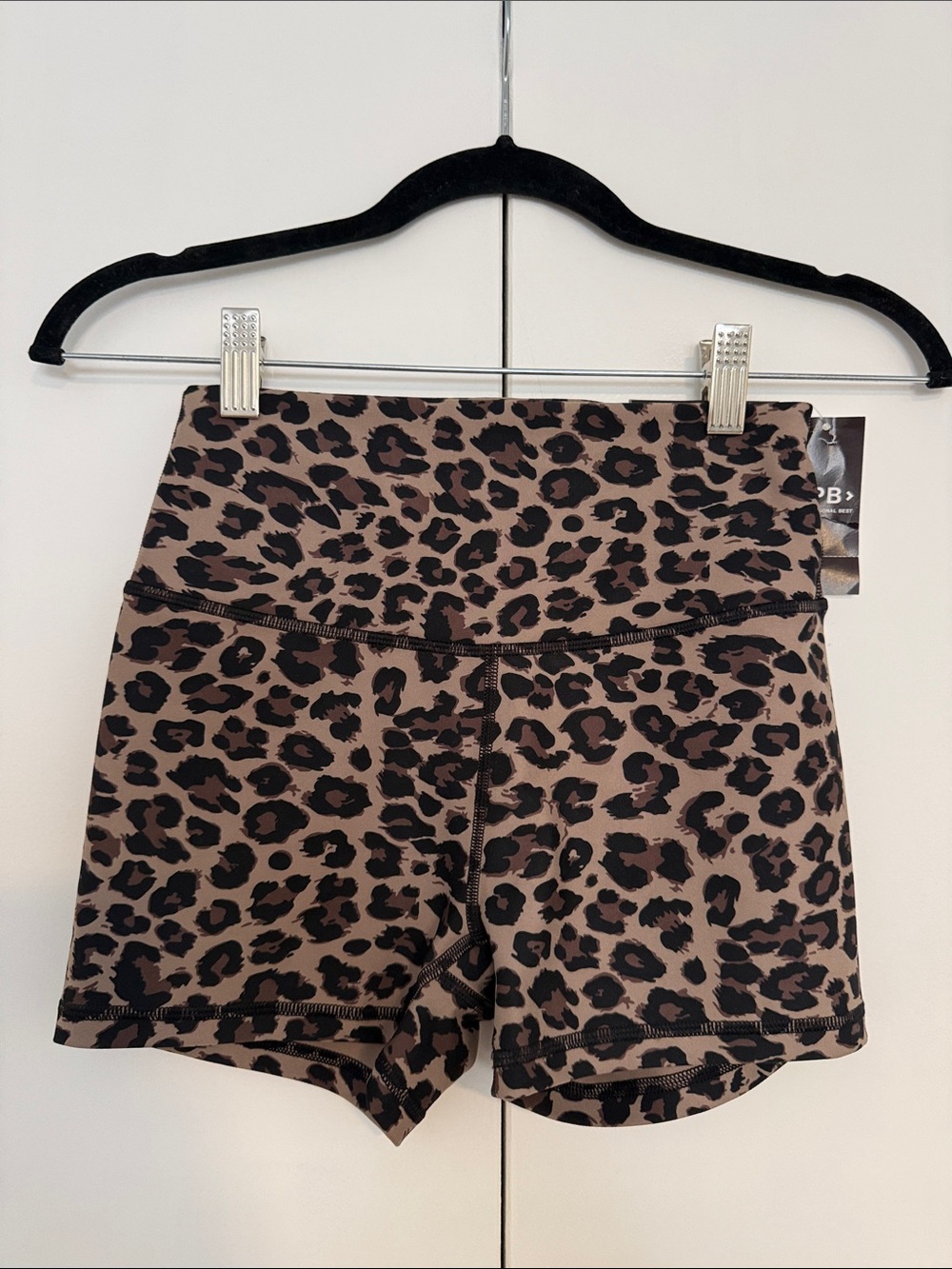 Leopard Print High-Waist Women’s Athletic Shorts - Brown/Black